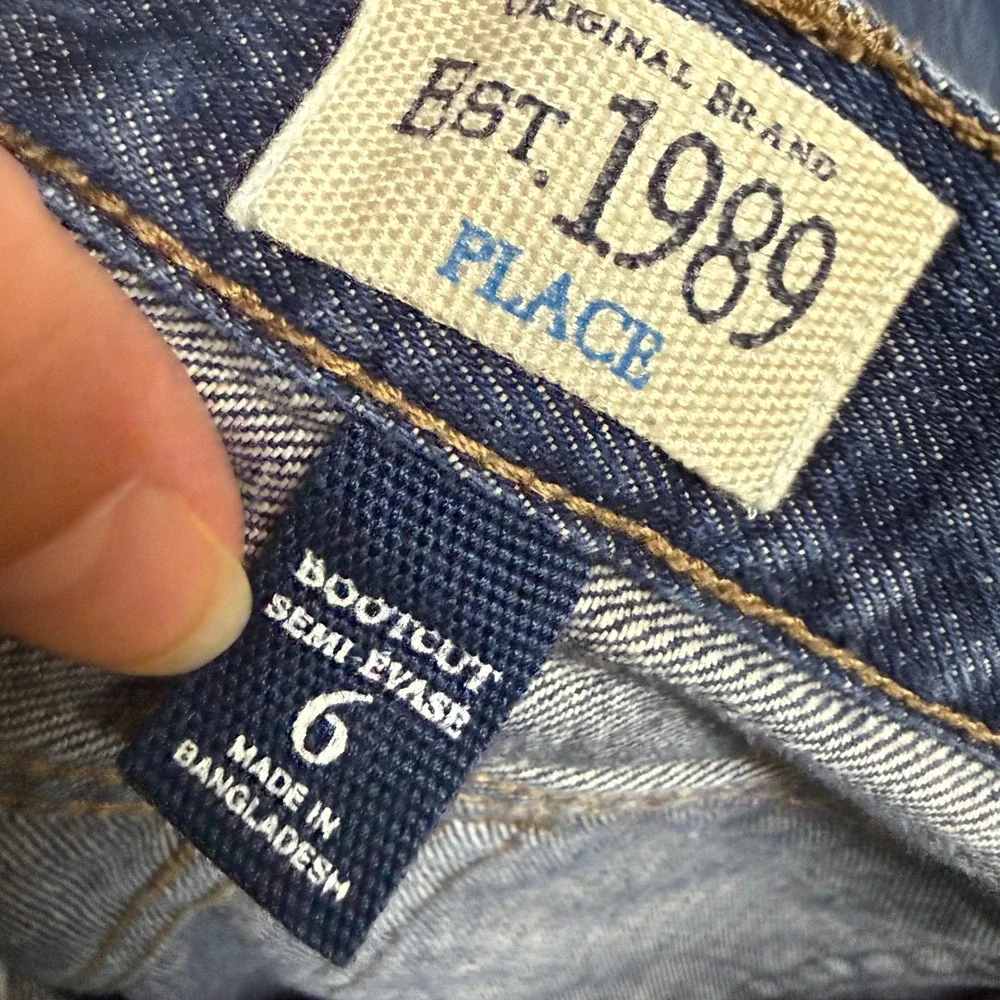 The Children's Place Bootcut Jeans Dark Wash Size‎ 6 Boys Adjustable Waist